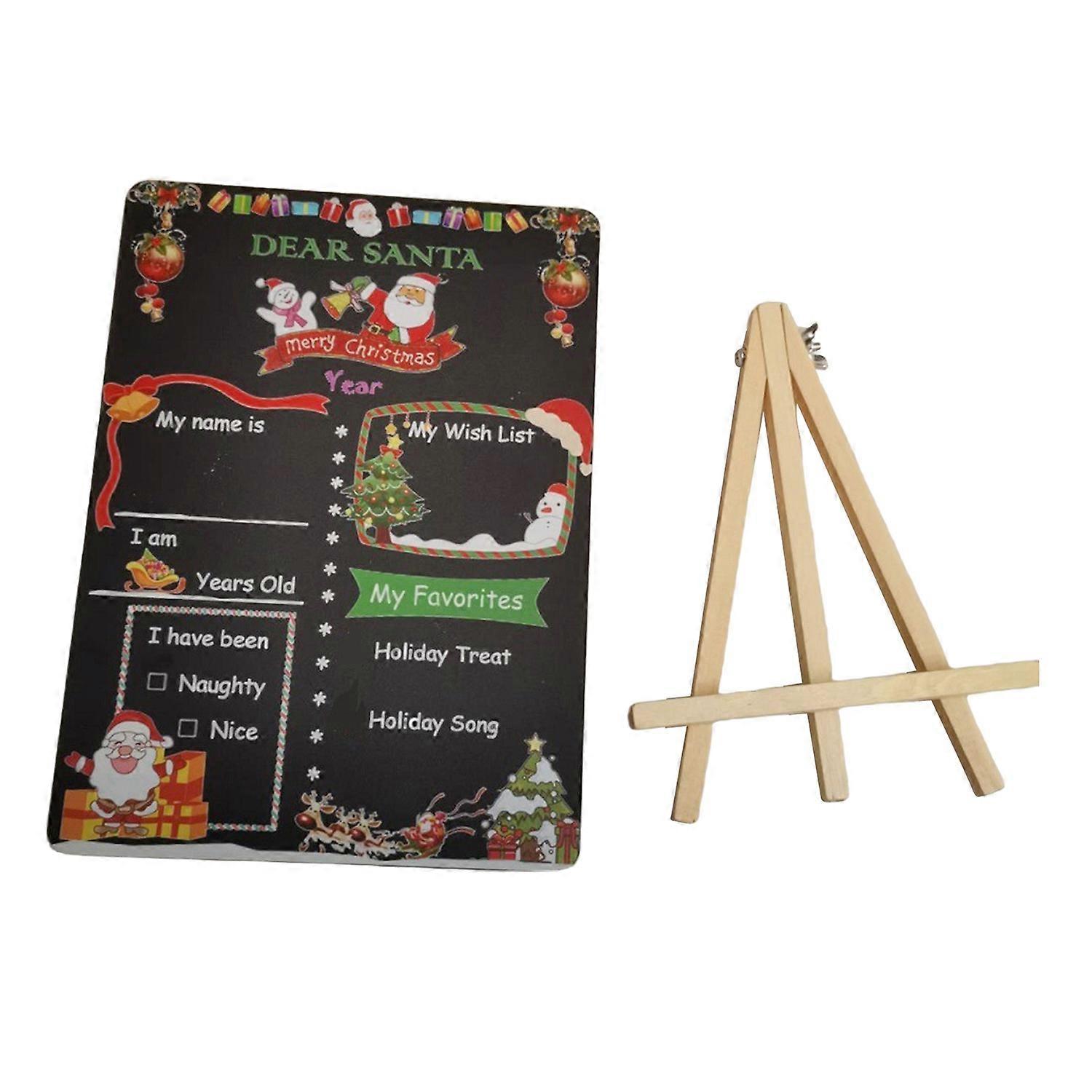 Christmas Countdown Calendar Blackboard Reusable Erasable Wooden Kids Merry Xmas Wish List Advent