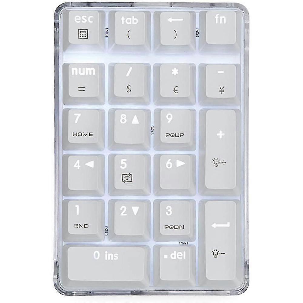 Mechanical Numeric Keypad Gateron Brown Switch Wired Gaming Keypad Crystal Case White Backlit 21 Ke