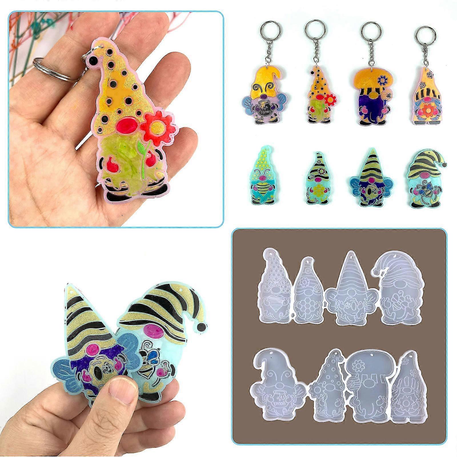 Bee Santa Claus Little Dwarf Keychain Silicone Mold With Hole Keyring Pendant