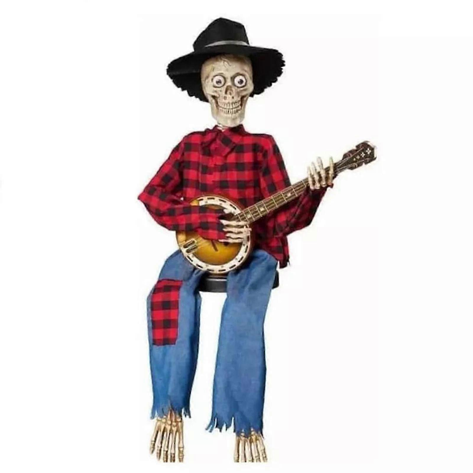 プラスチックハロウィンアニメーションバンジョースケルトンハロウィーンデコレーション