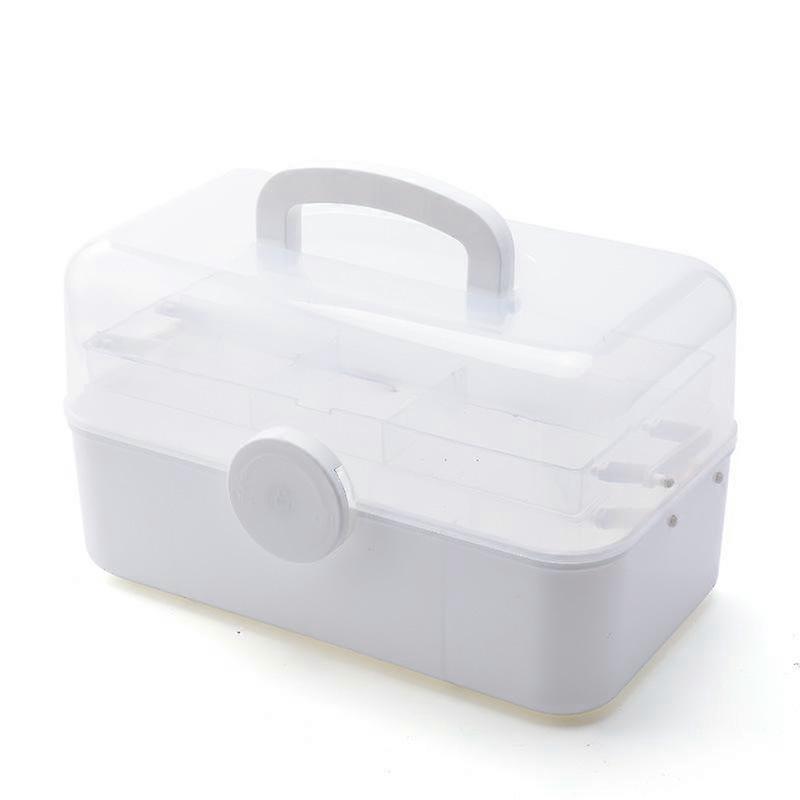 Household dustproof three-layer folding medical storage box (white)