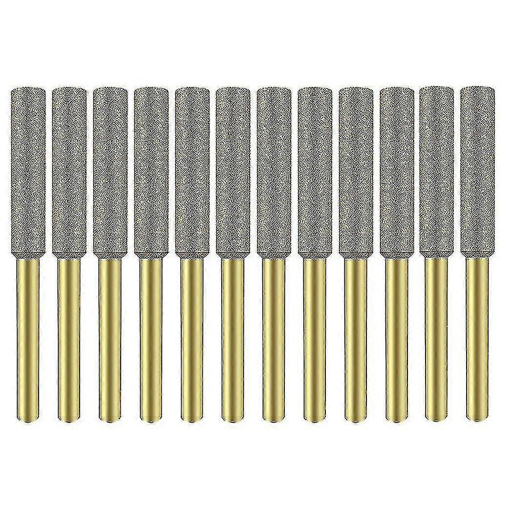 12pcs Burr Grinding Stone File 4.0mm Titanium Plated Diamond Sharpening Wheels Chainsaw Sharpener S