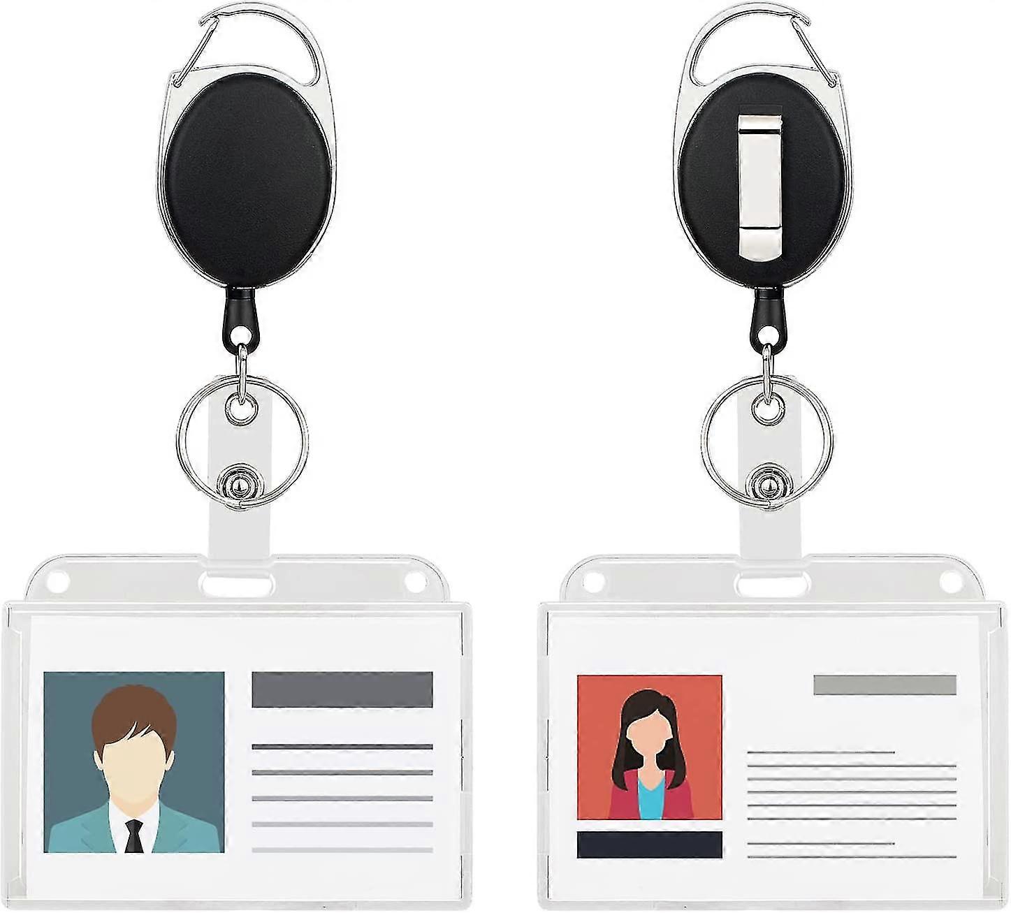 Id Card Keychain Set2 Pieces Id Card Holder With Retractable Key, Id Card Holder With Clip, Key