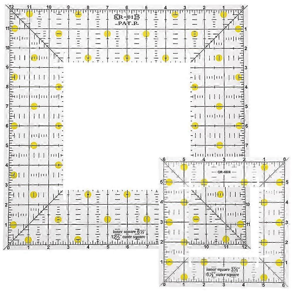 2pcs Acrylic Patchwork Ruler Professional Stitching Ruler Square Shape Ruler