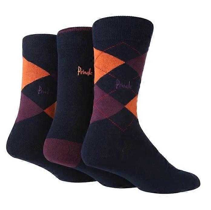 Pringle - 3 Pair Men's Waverley Argyle Patterned- Soft Cotton Rich Socks - Bop