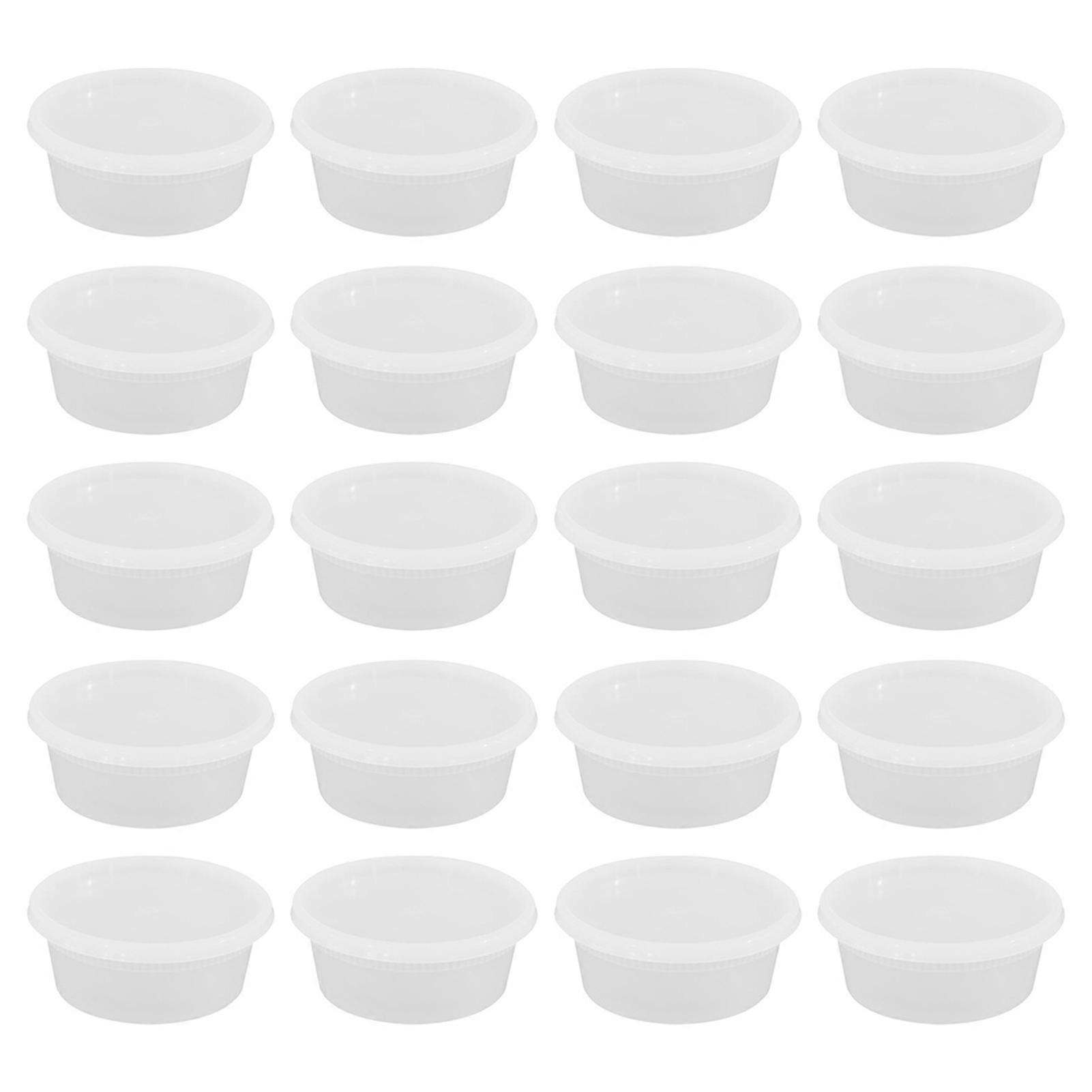 20Pcs Food Storage Box with Airtight Lid Round Clear Food Grade BPA-Free Freezer Microwave Safe Meal Prep Deli Takeaway Food Packing Container