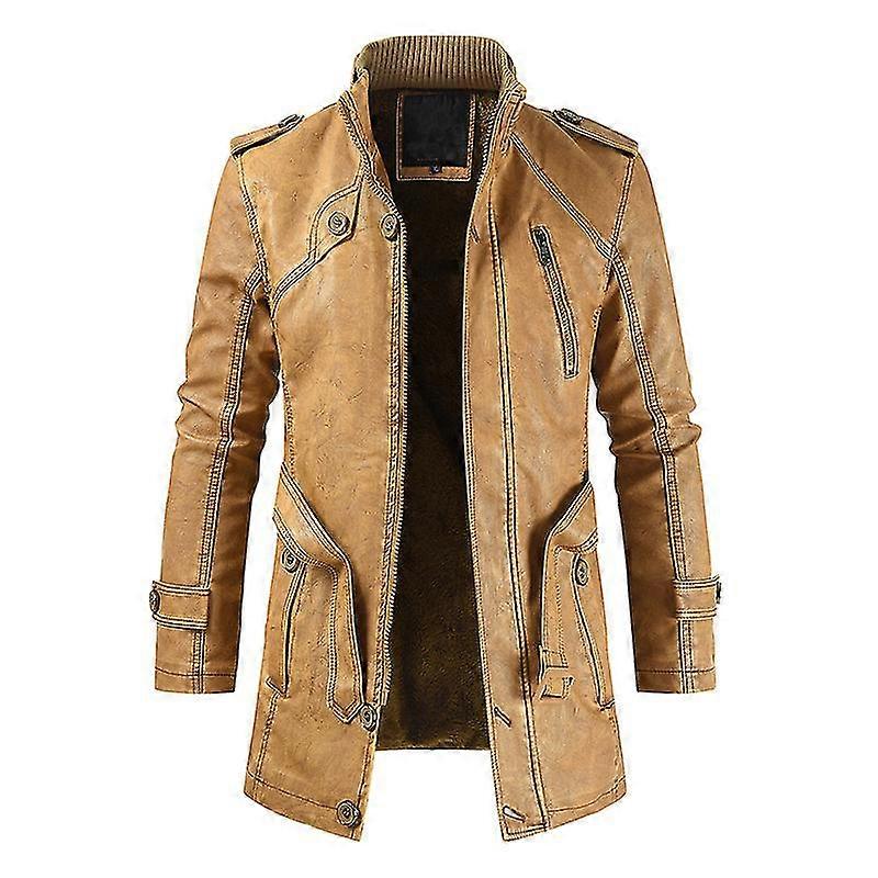 رجل دافئ الوقوف طوق سميكة عارضة سترة جلدية