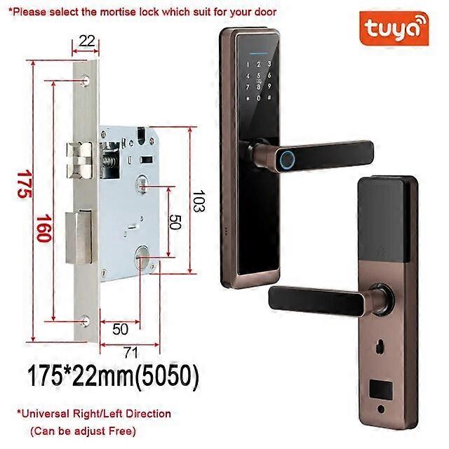 Wifi Biometric Electronics Door Lock Digital Smart Fingerprint Door Lock Password App Entry Door lock for Home Red Bronze