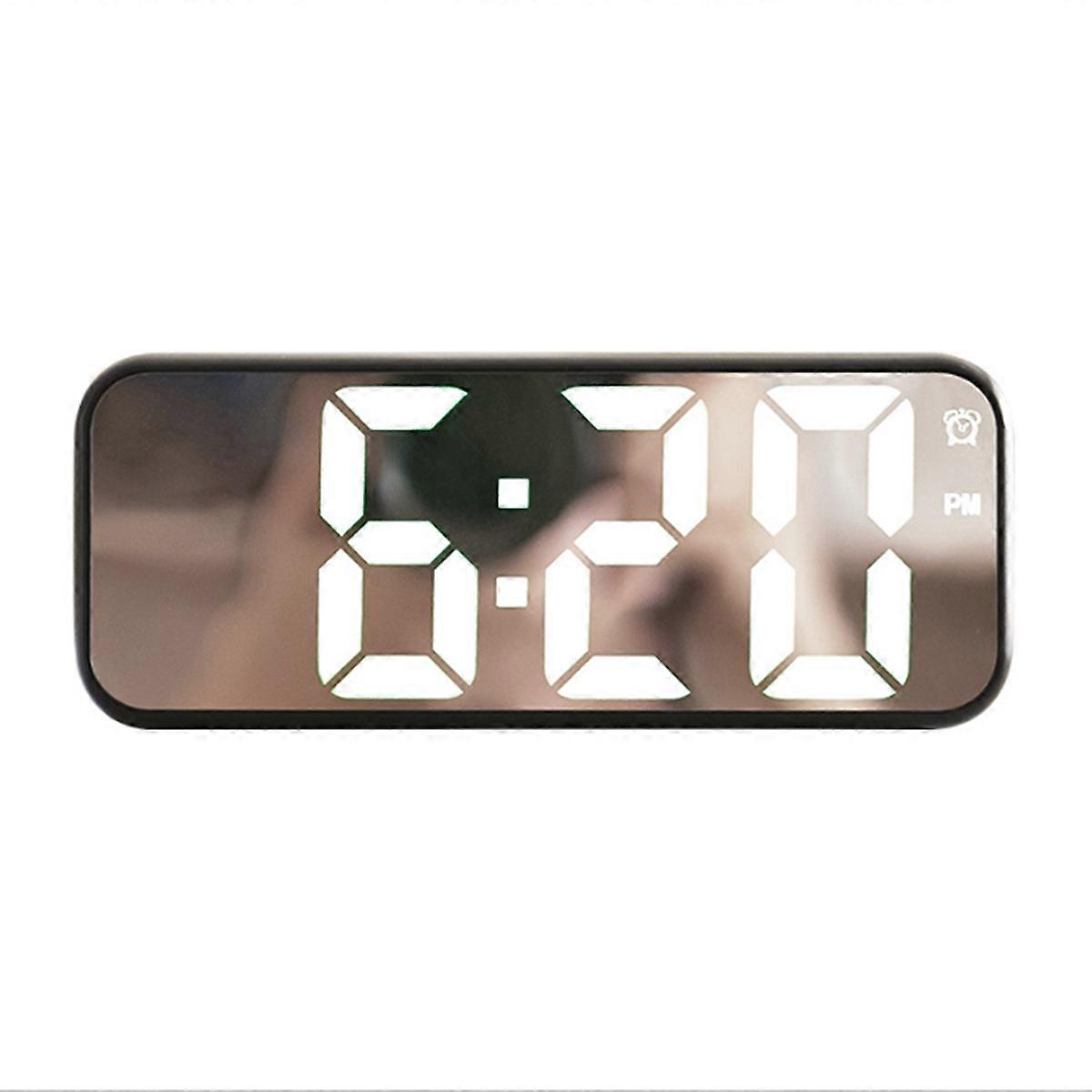 Simple Clock Cute Student Alarm Clock LED Electronic Clock Font Bedside Clock Black Shell White Lig