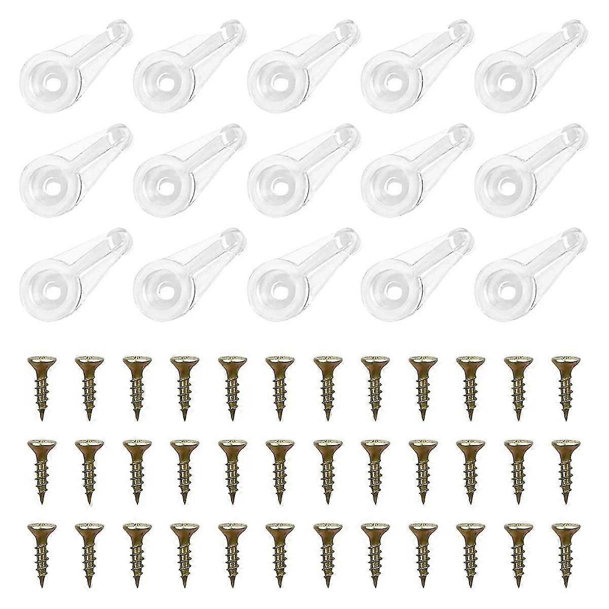 50 זוגות קליפסים לזכוכית ערכת קליפסים לזכוכית ארון 4 מ"מ קליפסים לדלתות פלסטיק עם ברגים לקיבוע