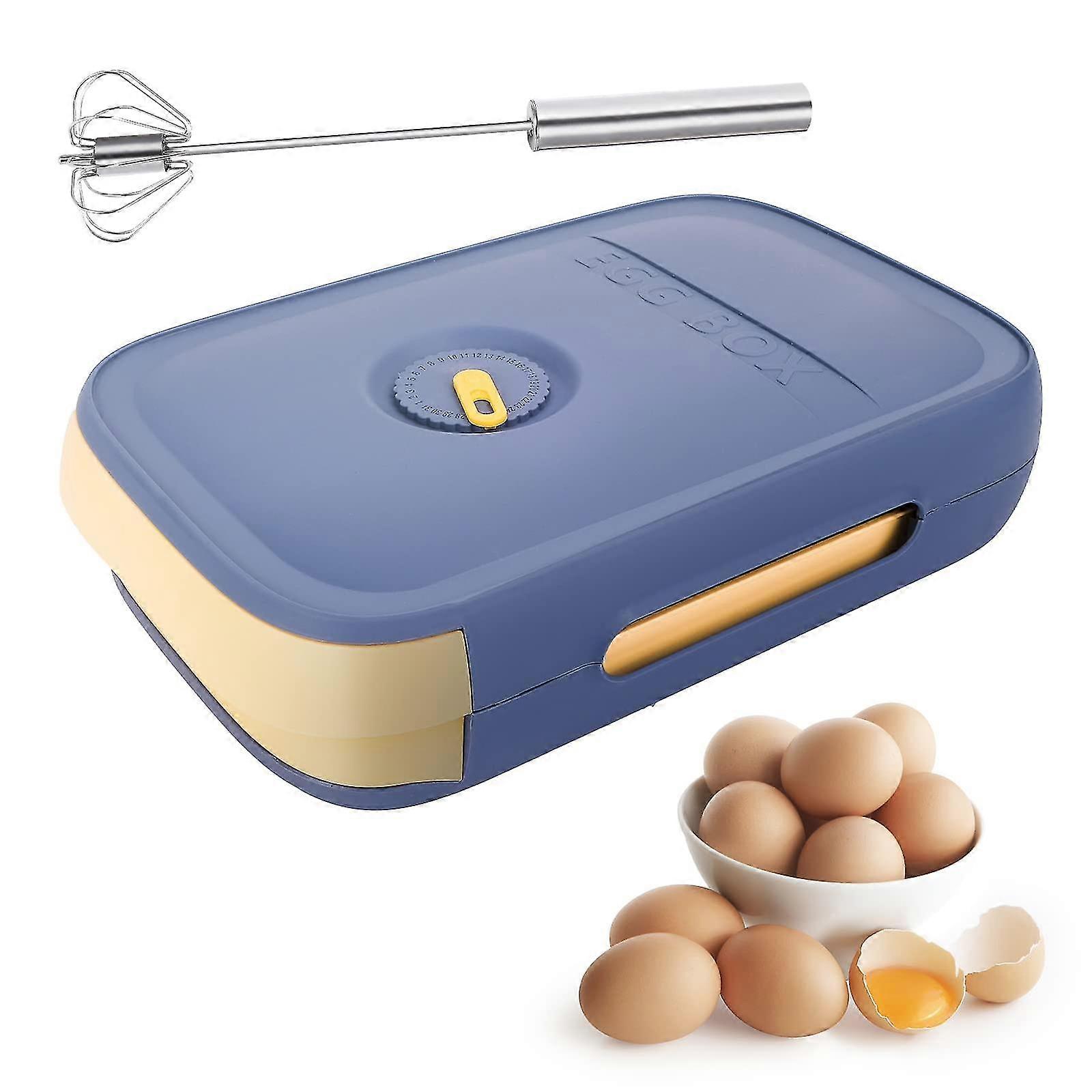 Portable Egg Storage Box With Date Reminder And Whisk - Holds 20 Eggs