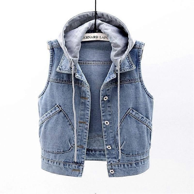 JWL-PTKPCC Denim Vest WomenSpring Autumn Clothes Sleeveless Wild