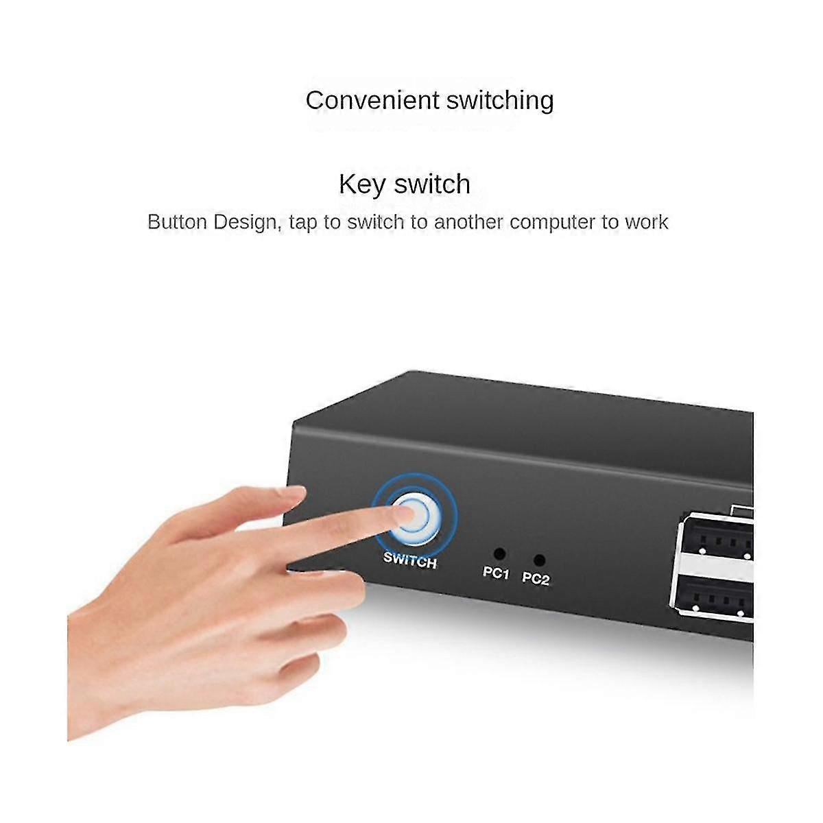 4k Kvm Switcher 2 Ports 2 In 1 Out Hd 1080p Video Switcher Monitor Usb2.0 Sharer Hub Adapter Conver