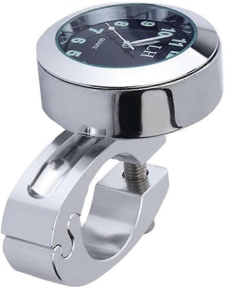 Motorcycle Handlebar Clock Mini Motorcycle Clock Watch Waterproof 7/8 Motorcycle Accessory Handlebar Mount Digital Clock (silver)