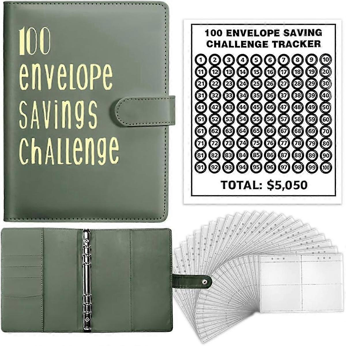 100 Envelope Challenge Binder, A5 Budget Binder - Save 5,050 with the Challenge