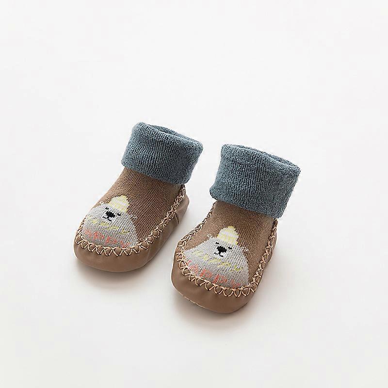 Baby boy girl cartoon floor socks non-slip baby toddler shoes socks brown