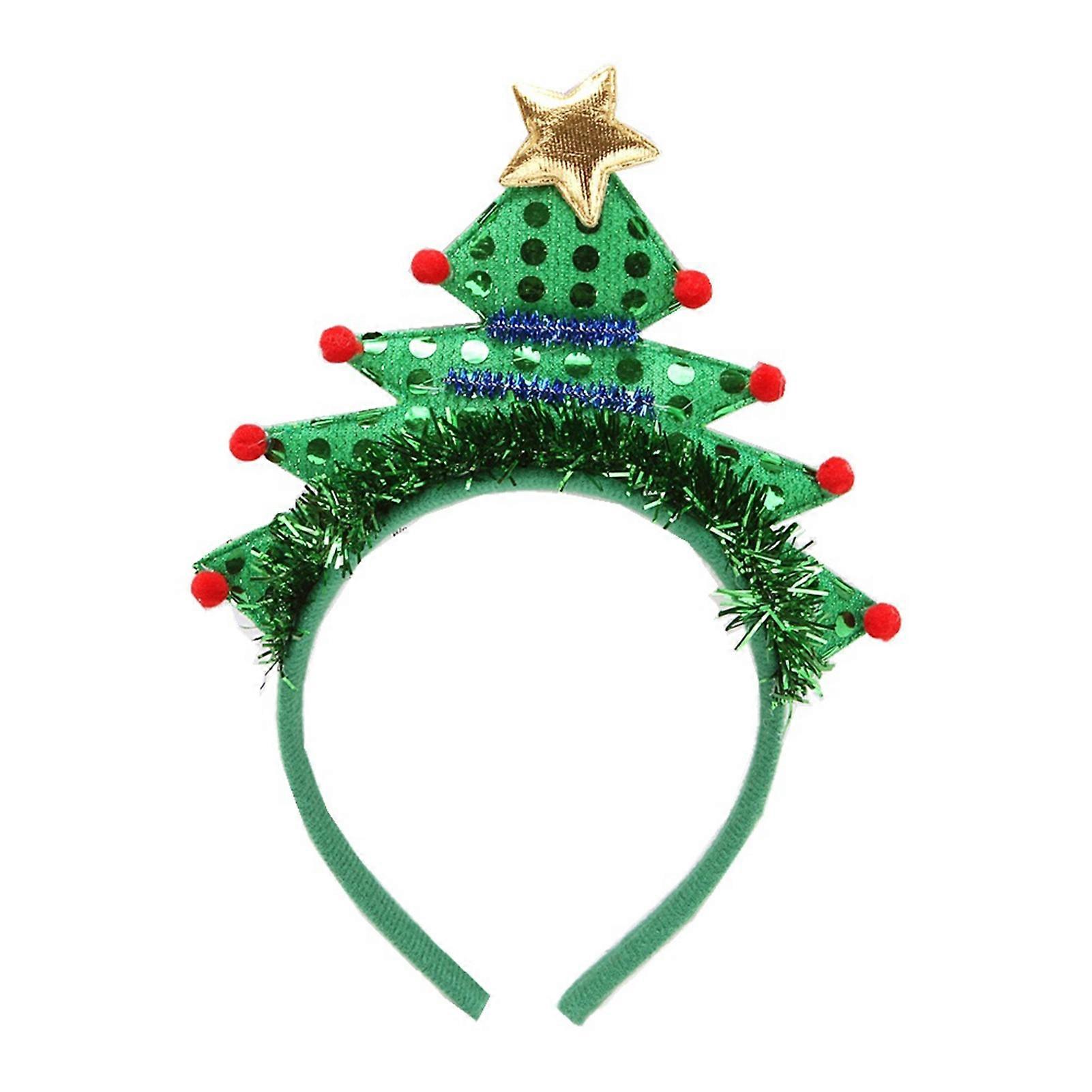 Headband with Sequins Christmas Tree Shape Performance Props Christmas Tree Hair Hoop Costume for Christmas Kaesi