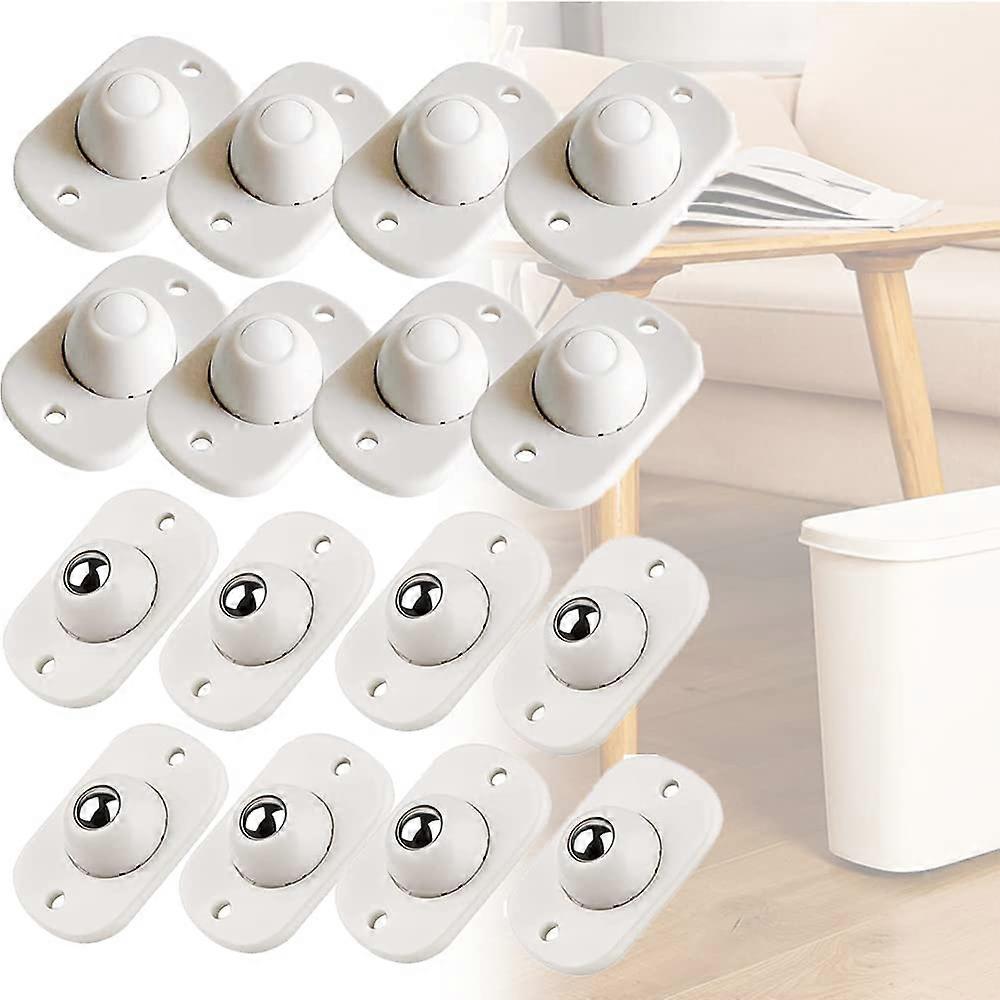 16 PCS Self Adhesive Mini Castor Wheels,ABS+Stainless Steel Ball