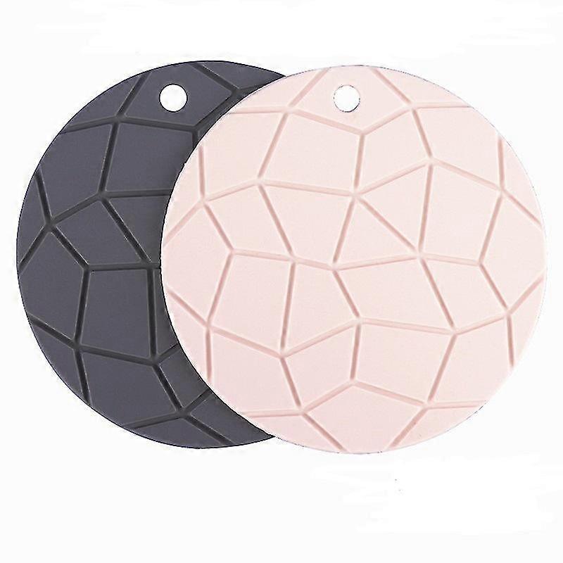 Heat Insulation Pad Kitchen Silicone Mat Tableware Potholders 2Pcs(gray, Pink)