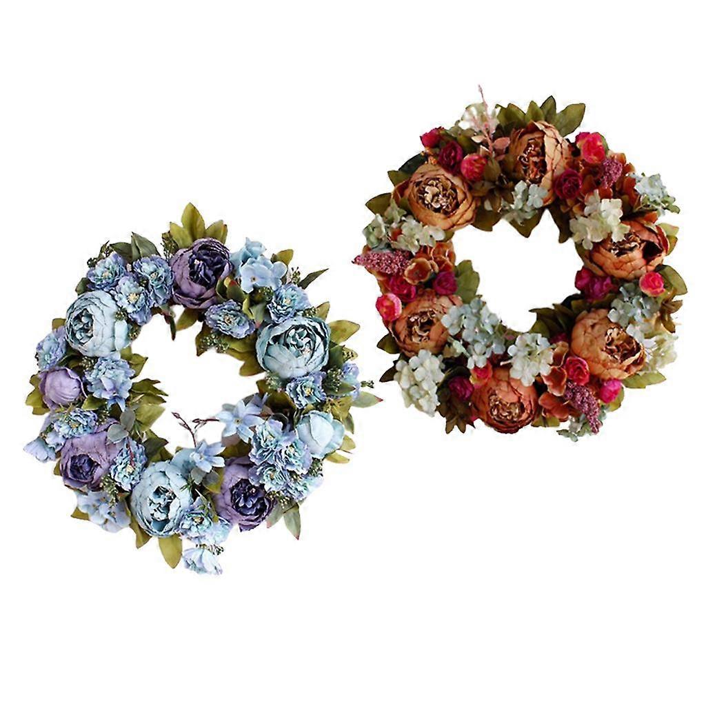 2x ghirlanda di fiori artificiali per la porta d'ingresso della casa Decori per feste di nozze