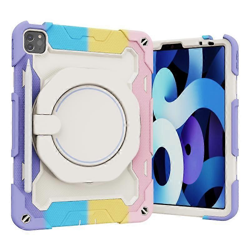 Armor Contrast Color Silicone + PC Tablet Case For iPad Pro 11 2022 / 2021 / 2020 / 2018 / Air 2020 10.9 (Colorful Pink)