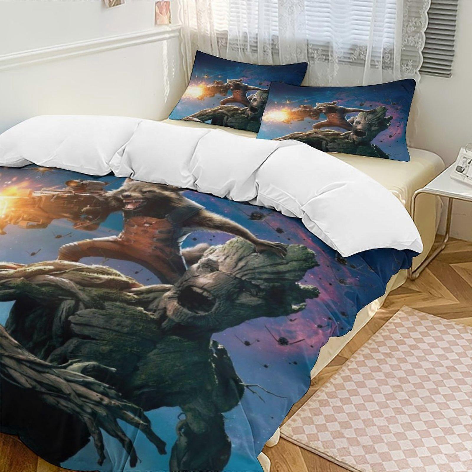 Bedding set Gs38 I Am Groot Down Duvet Cover Microfiber Bedding Set Lightweight 3-piece SetLightweight and comfortable SH38