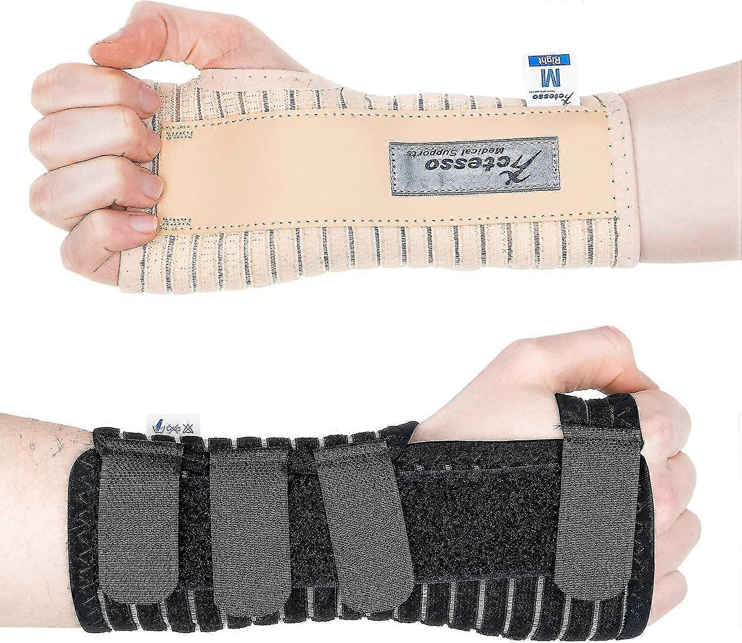 Actesso Breathable Wrist Support Brace Splint - Ideal For Carpal Tunnel, Sprains, And Tendonitis (black, Medium Right)