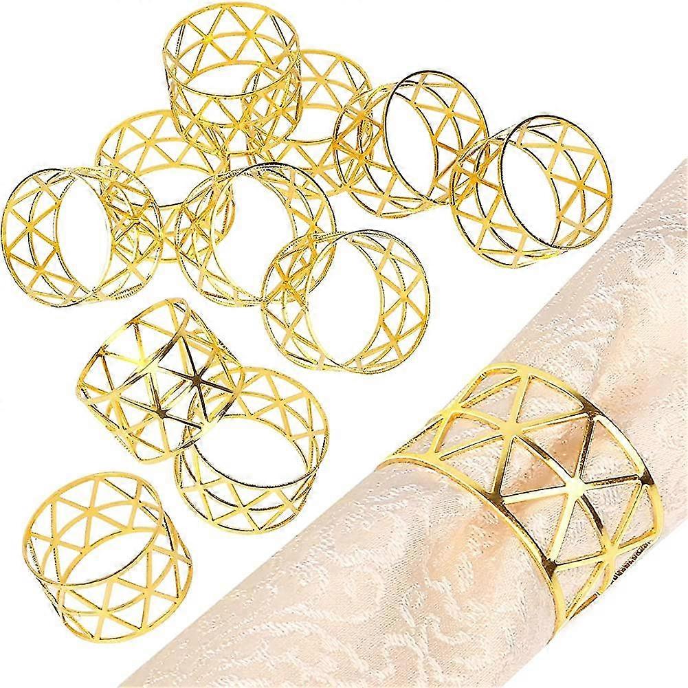 Anelli per tovaglioli, set di 12 anelli per tovaglioli d'oro, aggiorna robusti anelli per tovaglioli in metallo