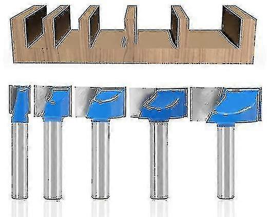 Set Of 5 Straight Cutter Bits With 8mm Shank For Woodworking 10/15/20/25/30mm