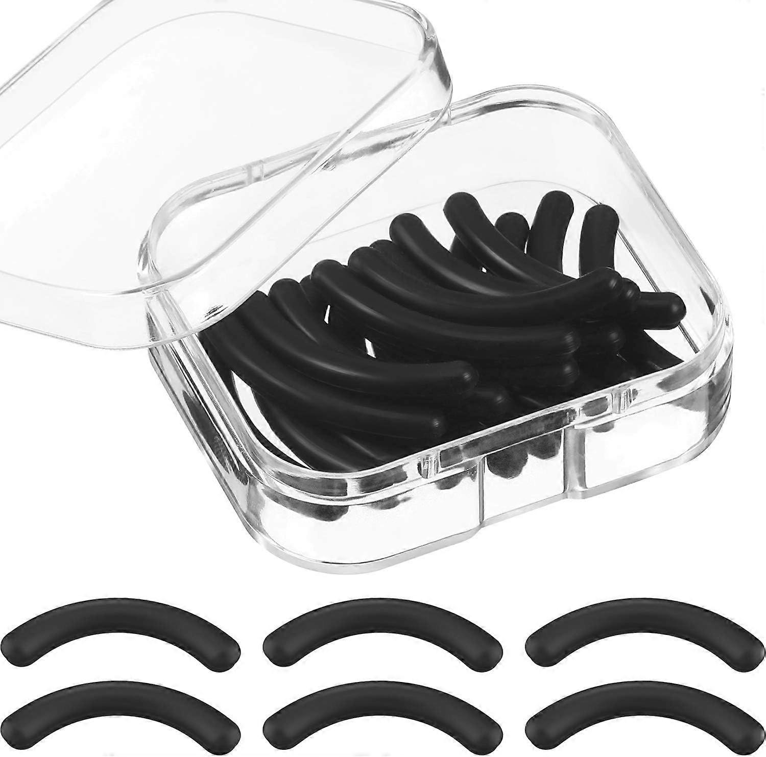 (24 Pieces, Black)Eyelash Curler Eyelash Refill Replacement Curlers Universal Eyelash Curler Rubber Curler Refill with Transparent Storage Box