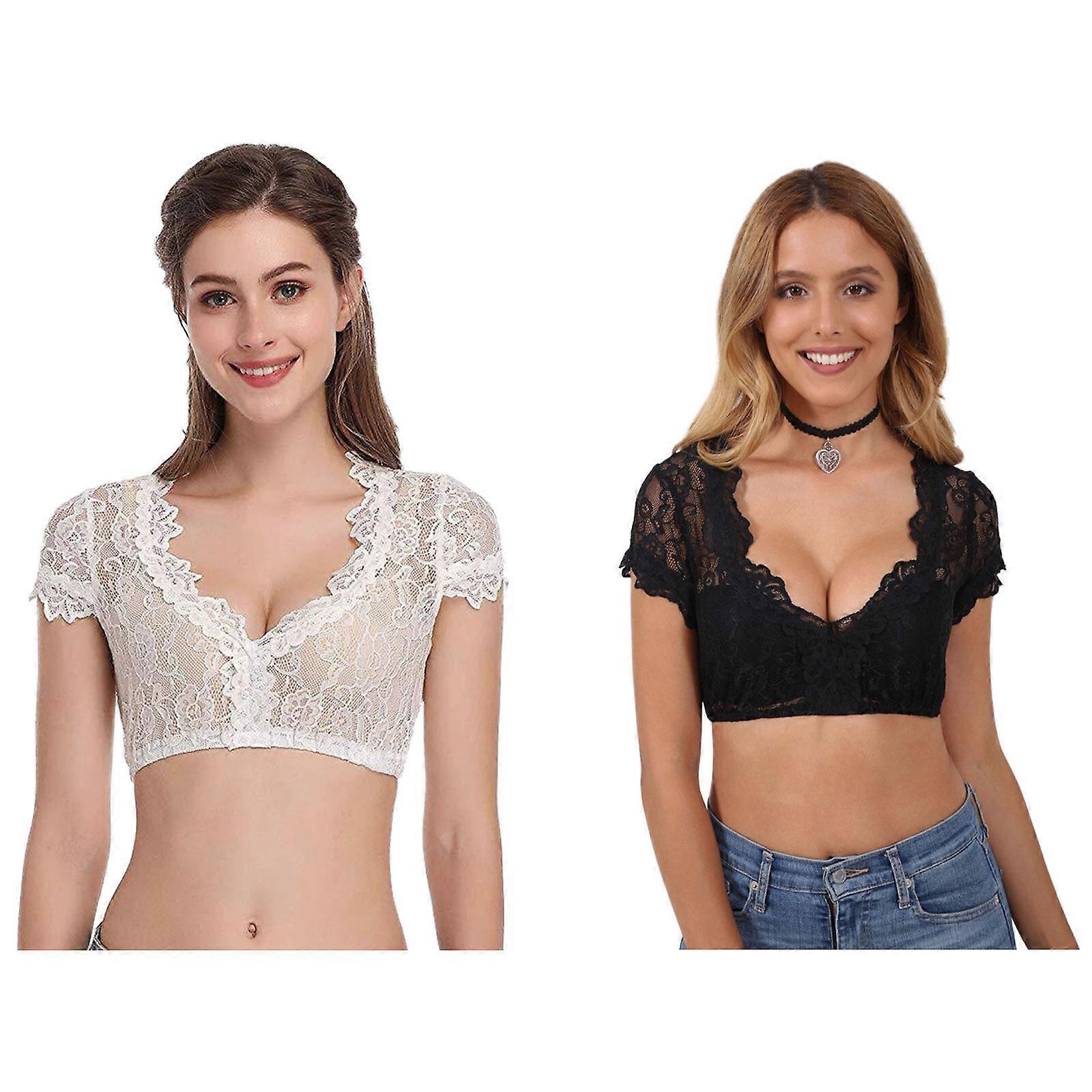 Toppe Bluser Sort Dirndl Bluse til kvinder Push up Stropløse BH'er til kvinder Pack