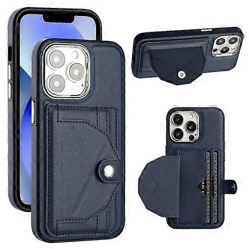 Mobile Phone Cases For iPhone 15 Pro Shockproof Leather Phone Case with Card Holder(Blue)