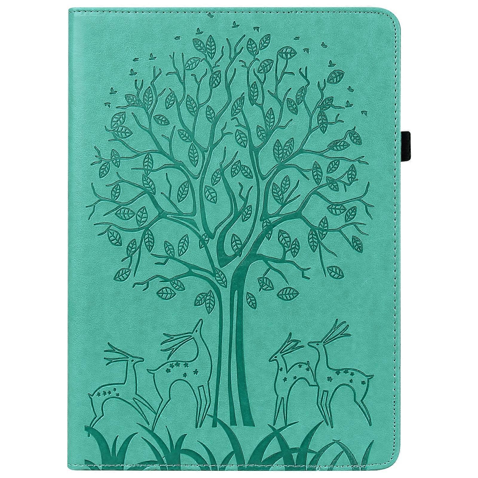 Tablet Case For Lenovo Tab M10 3rd Gen Tree &Deer Pattern Embossed Leather Tablet Case(Green)