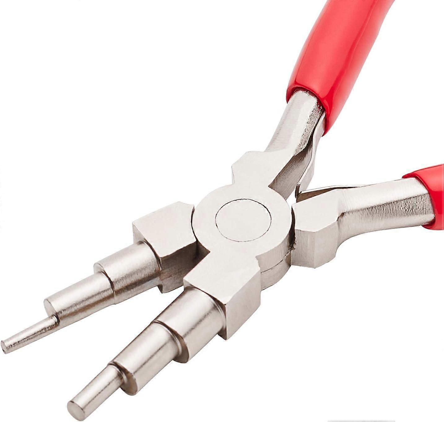 6-in-1 Bail Making Pliers 45# Carbon Steel 6-Step Multi-Size Wire Looping Forming Pliers Ferronickel for Loops and Jump Rings Red Loop Size: 3mm/6mm/9