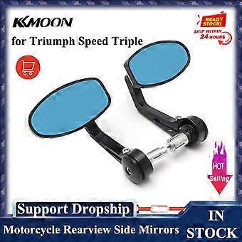 KKMOON 2Pcs/Pair Motorcycle Scooter Bar End Black Rearview Side Mirrors Back Side for Triumph Speed Triple Motorcycle Mirror