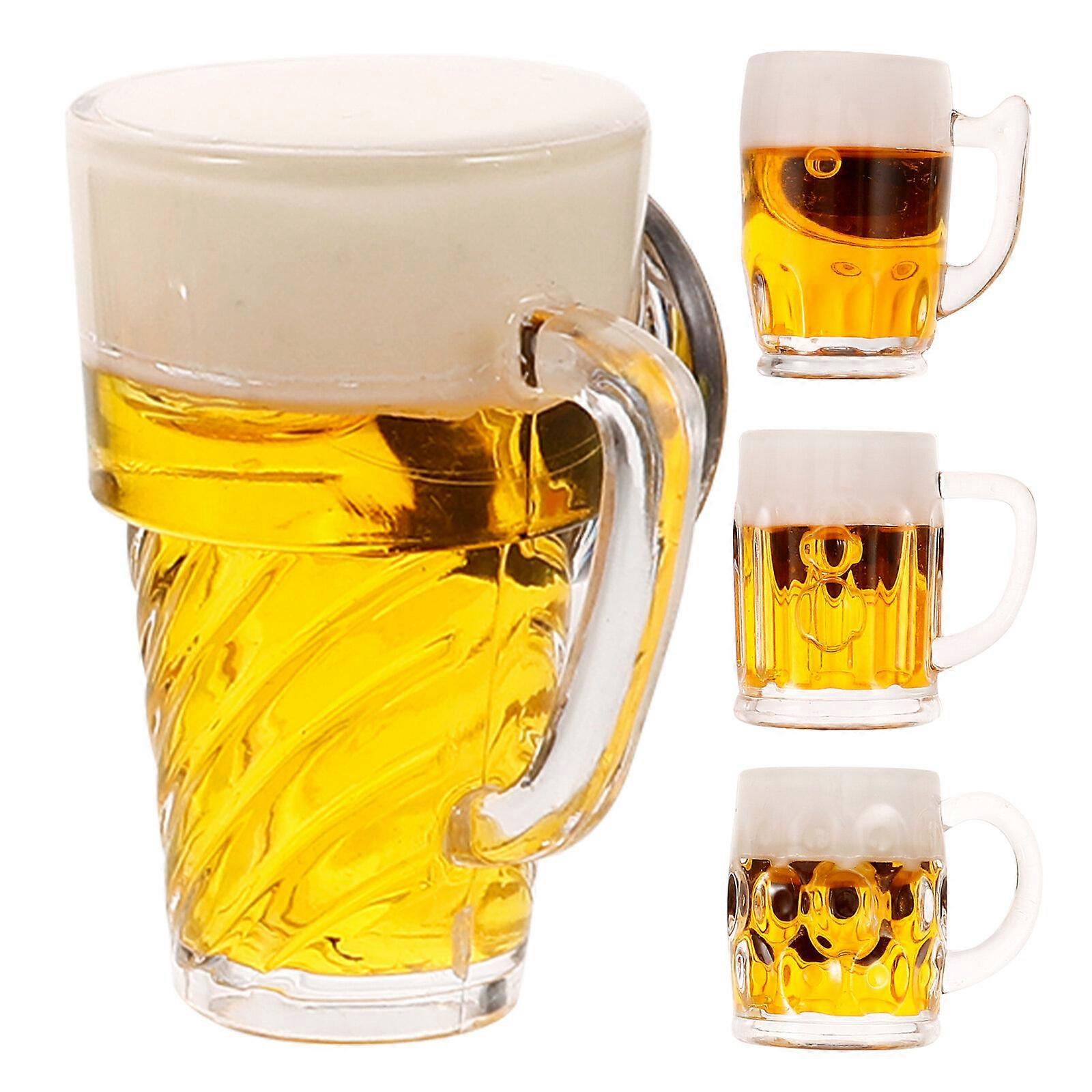 4pcs Miniature Beer Mugs Tiny Beer Cups Simulation Mini Beer Mugs Doll House Props