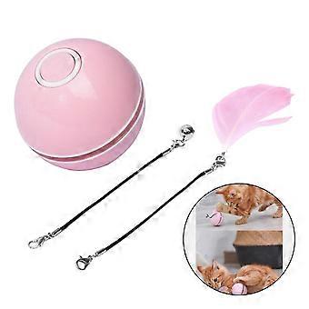 Usb Interactive Rotating Ball Led Laser Cat Playing Toy With Catnip Pink