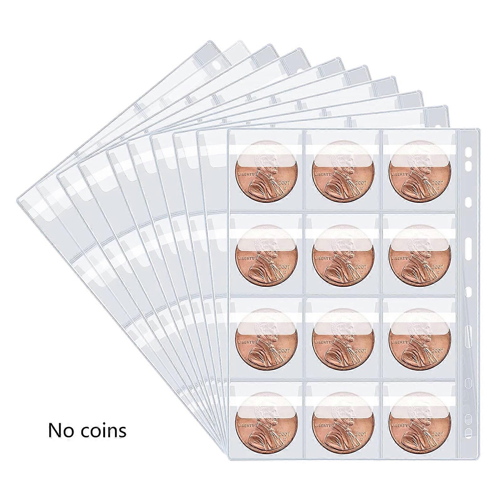 Coin Collection Page 10 Sheets Coins Insert Pages with 120 Pockets Standard 9 Hole for Coin Album Currency Stamp