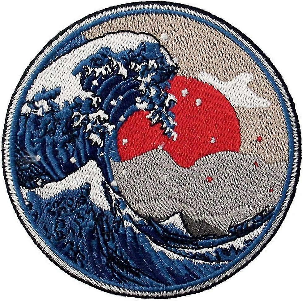 Patch brod en forme de Grande vague au large de Kanagawa,  coudre ou  coller avec fer  repasser