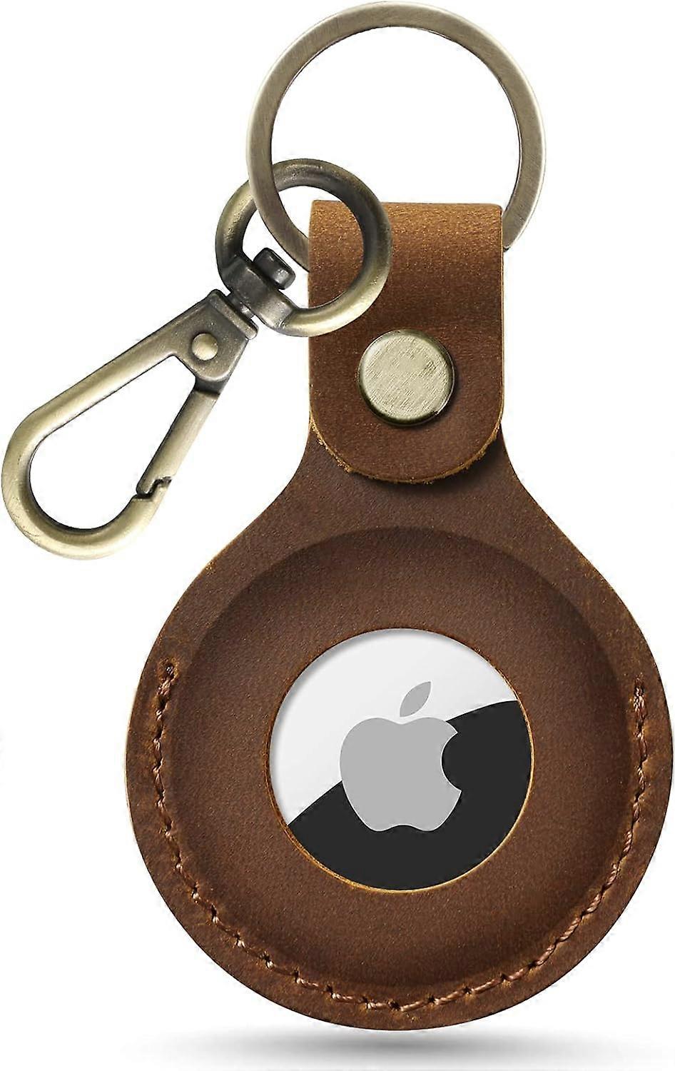 Leather Airtag Holder Keychain, Airtag Holder with Key Ring Protector, Men's Leather Keychainblue