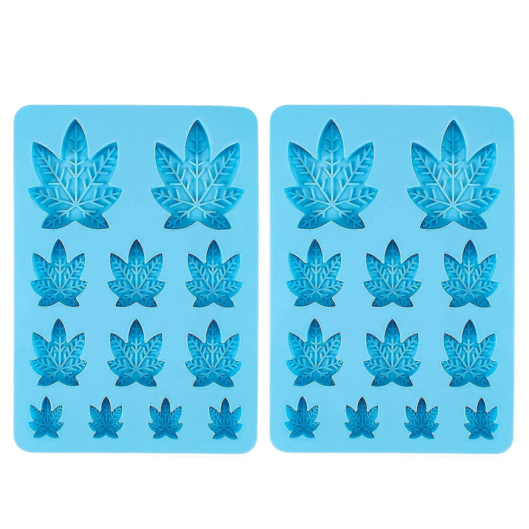 2 Pack Gummy Leaf Silicone Mold, Chocolate Gummy Ice-cube Molds -blue