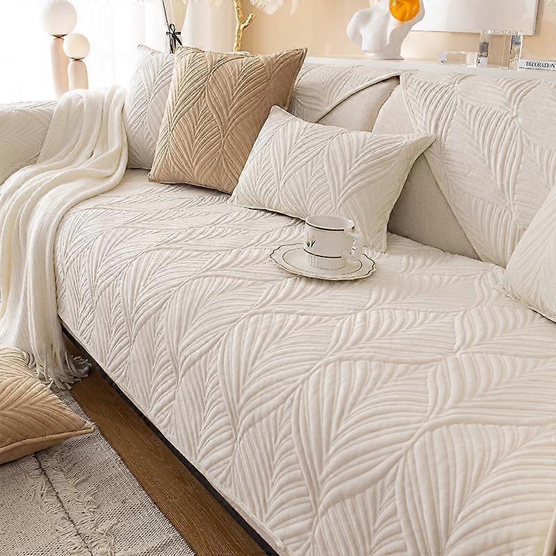 Super Soft Velvet Sofa Couch Covers Leaf Pattern Plush Sofa Slipcover