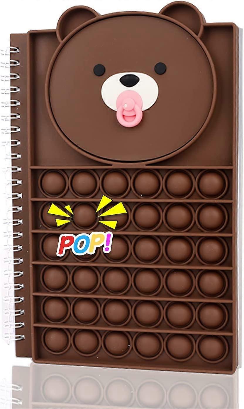 Pop Bubble Fidget Notebook, Popper Notebook for Girls Boys, Stress Reliever Fidget Notes Workbook for Kids School Home College Office(Brown)