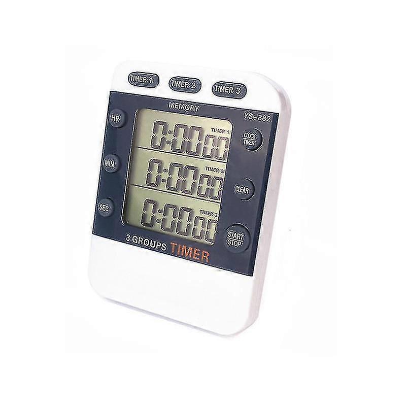 3 Channels Count Up/down Cooking Timer Stopwatch Large Display Adjustable Volume Alarm Memory Timer With Magnetic-MXBC