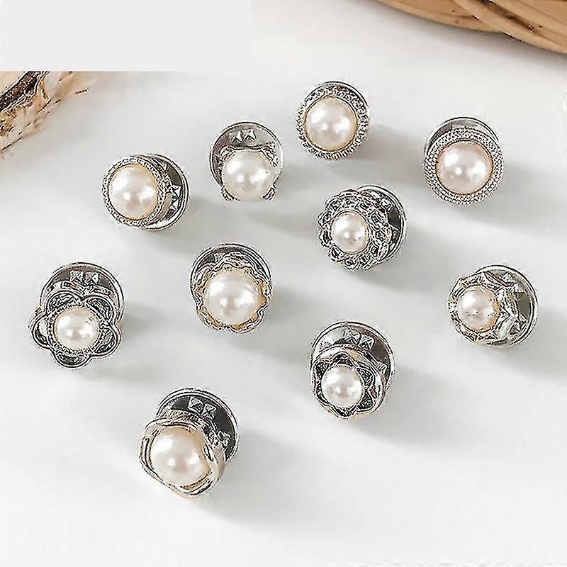 10 Pcs Clothes Buttons Anti-lighting Brooch Button Neckline Fixed Detachable Adjustable-MXBC