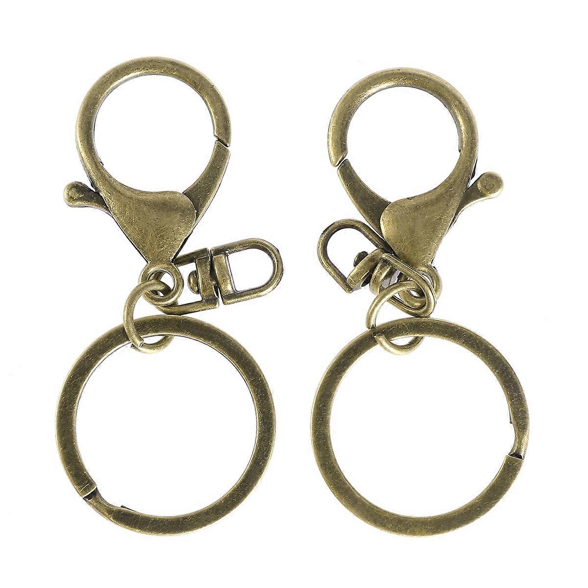 2pcs Classic Key Ring Long Plated Lobster Clasp Key Hook Chain