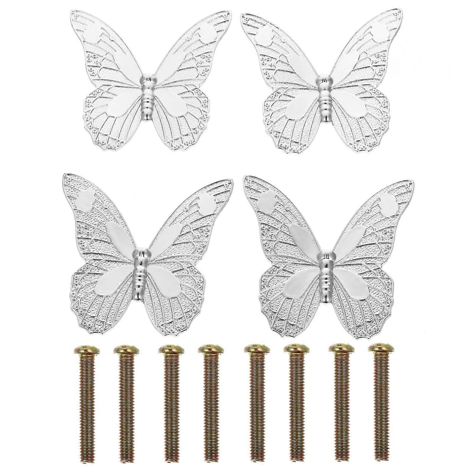 4pcs Vintage Butterflies Cupboard Door Knobs Antique Drawer Pulls Handle Knobs