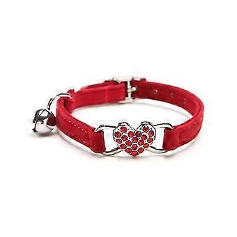 Cat Collar Shiny Heart Decor With Bell For Kitten Catsred,blue,2pcs)