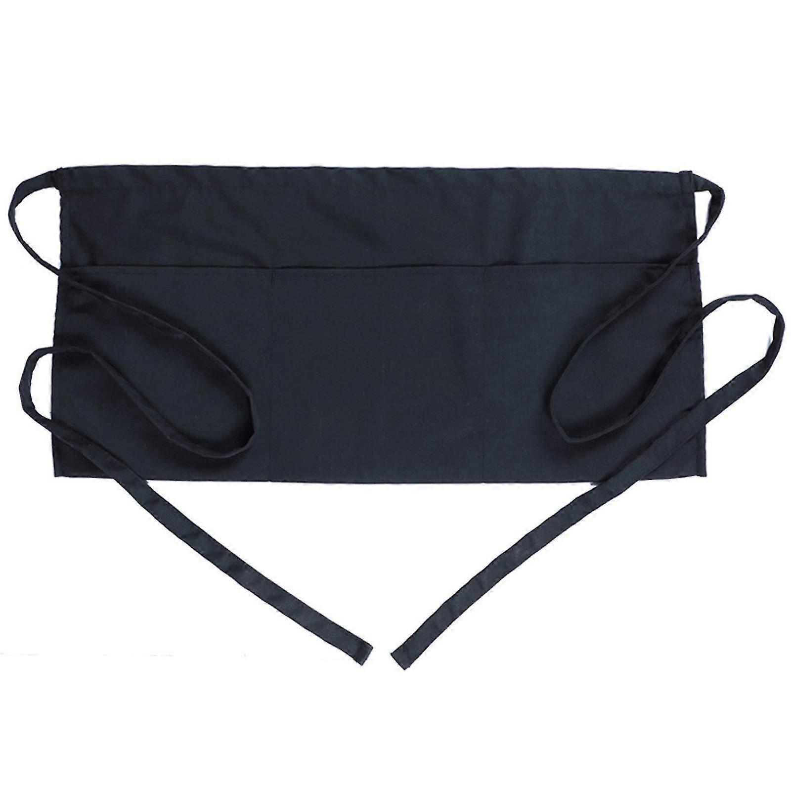 New product,Belt Apron  With  3 Pockets - Waitress Waitress Short Apron (black)