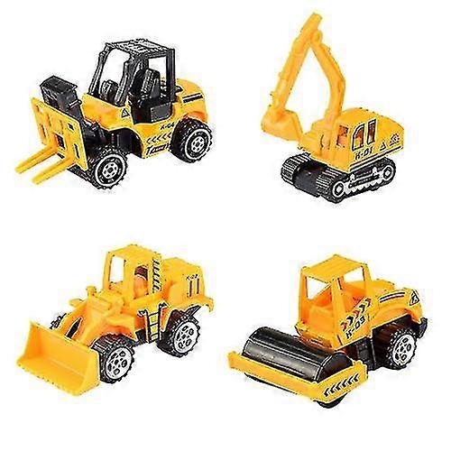 4 stks simulatie legering auto, engineering voertuig, graafmachine, bulldozer, kinderspeelgoed auto set